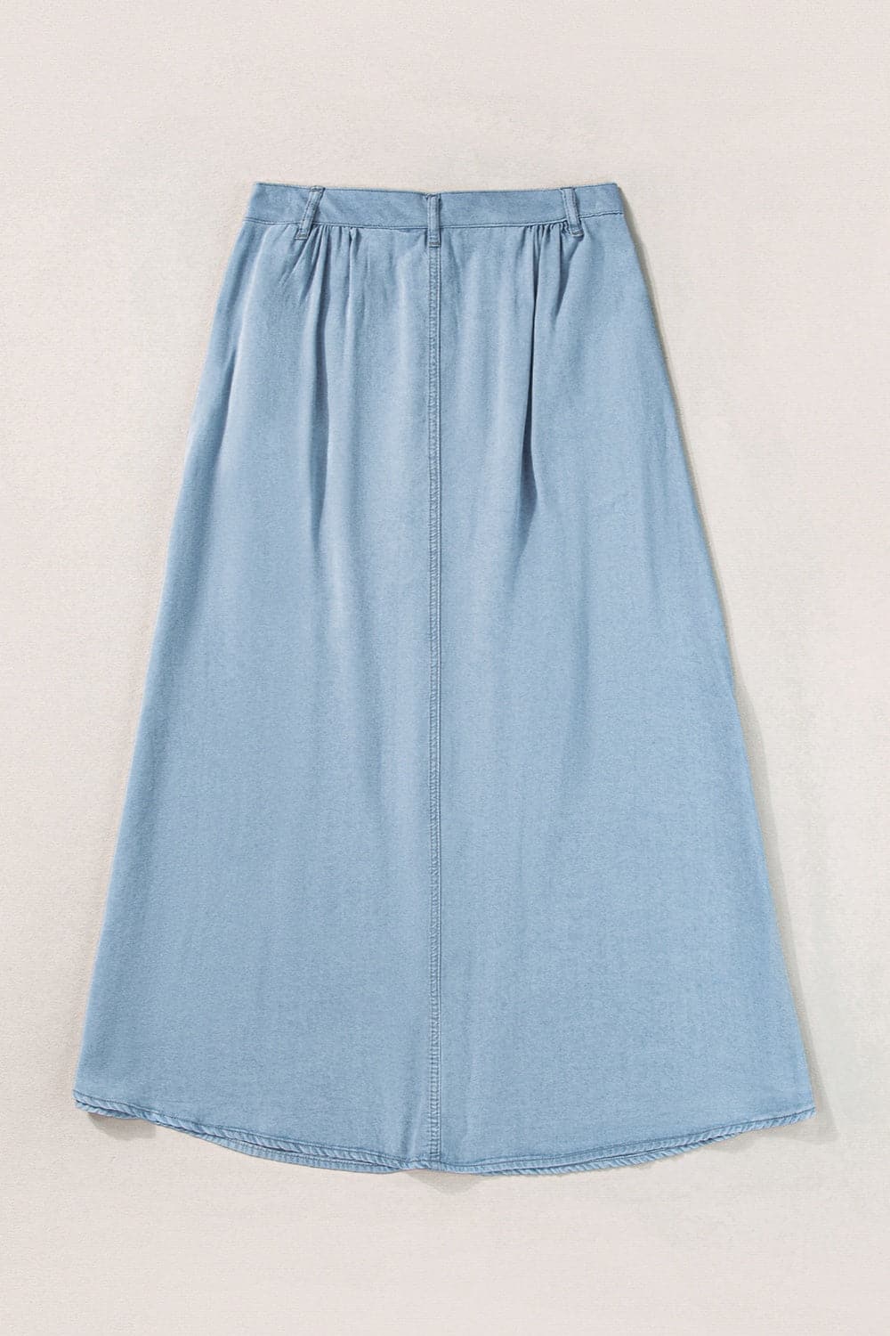 Snap Down High Waist Denim Skirt.