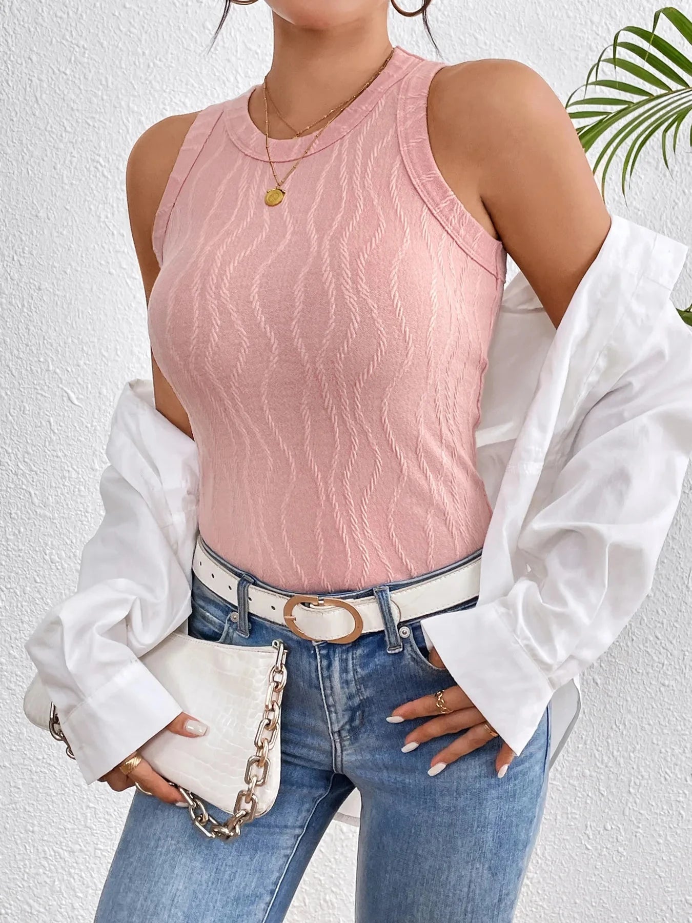 Textured Round Neck Tank Top Coco’s Tee Boutique