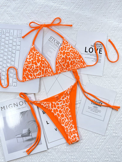 Bold & Wild: Pink Leopard Print Tie Bikini Set