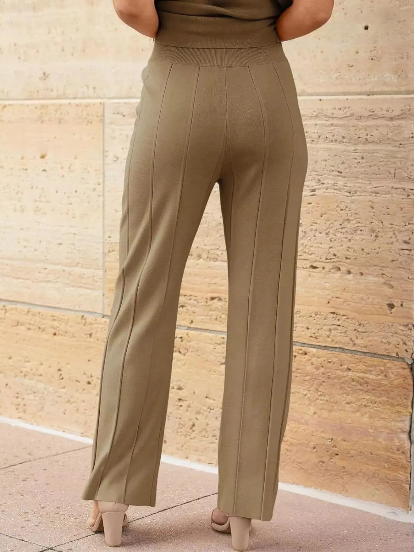Casual Solid Color Cap Sleeve Top and Pants Knit Set Simply Love