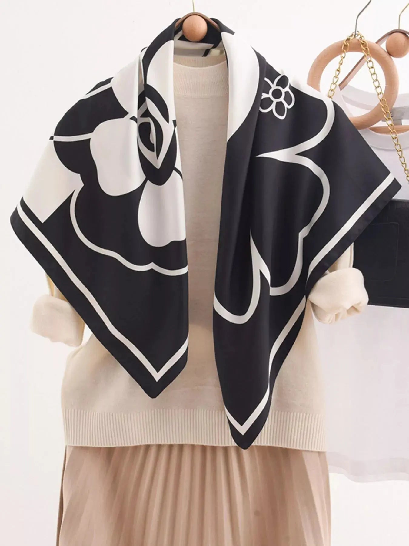 Square Flower Silk Scarf Simply Love