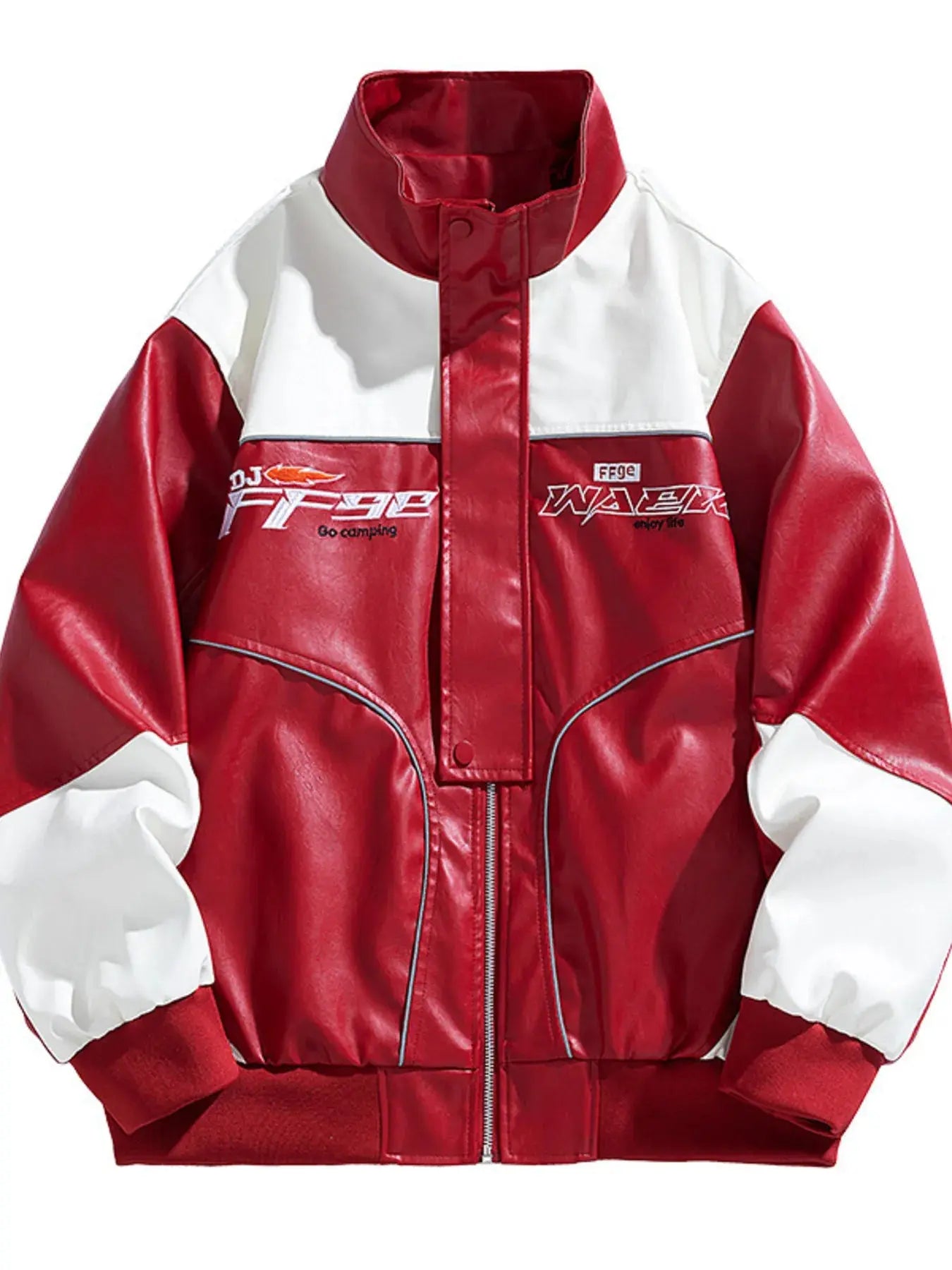 Men's Plus Size Racing Style Leather Jacket Simply Love