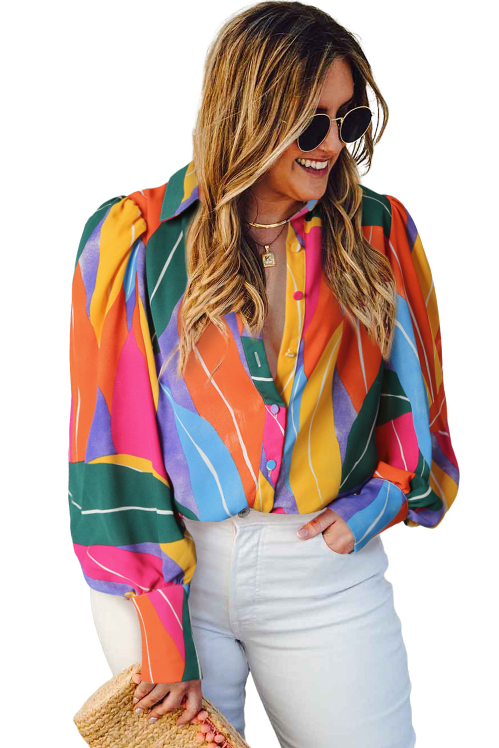 Multicolor Flora Print Plus Size Shirt