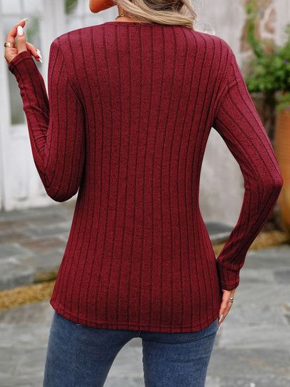 Elegant long sleeve tee with buttons