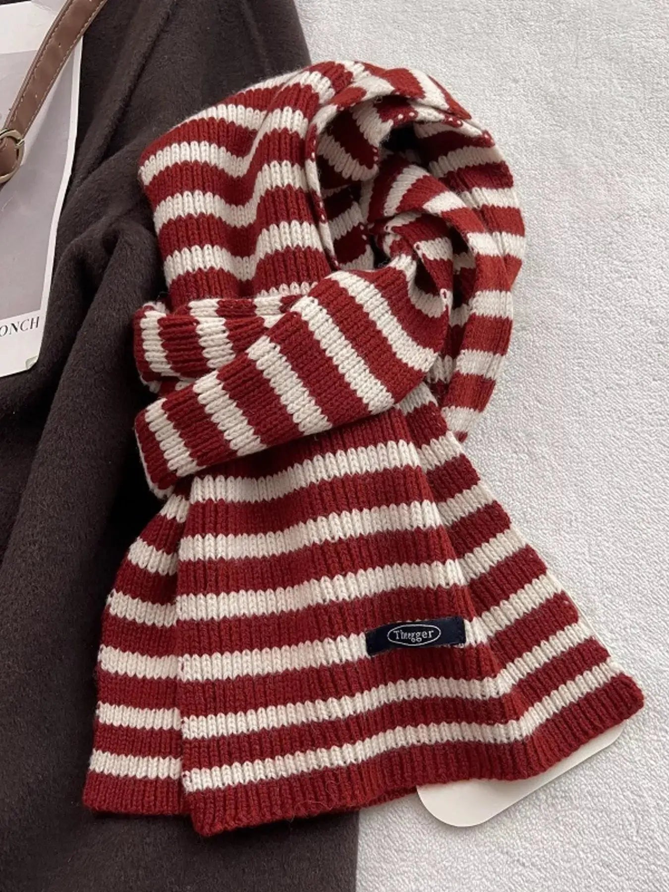 100% Wool Striped Knitted Winter Scarf Simply Love