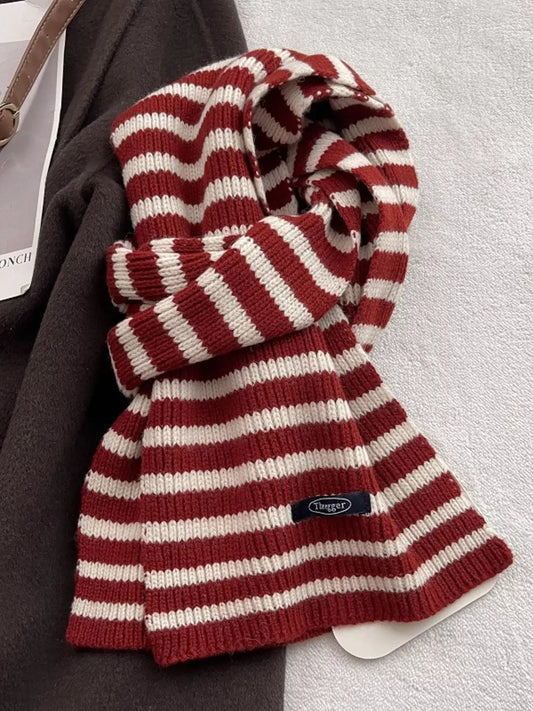 100% Wool Striped Knitted Winter Scarf Simply Love