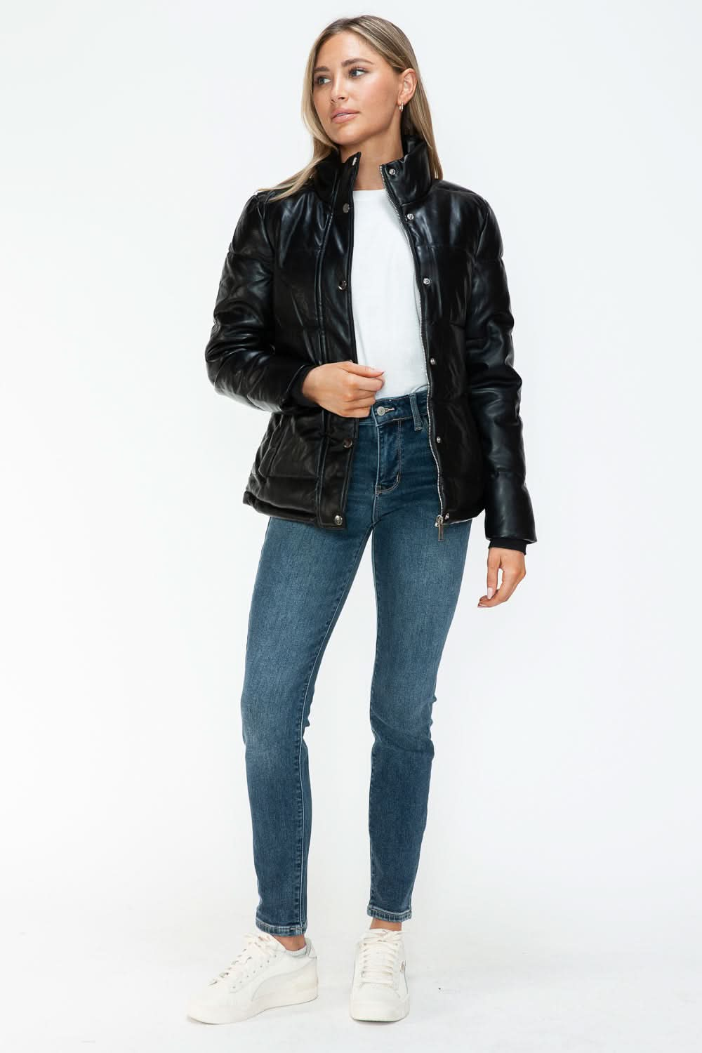 YMI Pocketed Zip Up Turtleneck Puffer Jacket