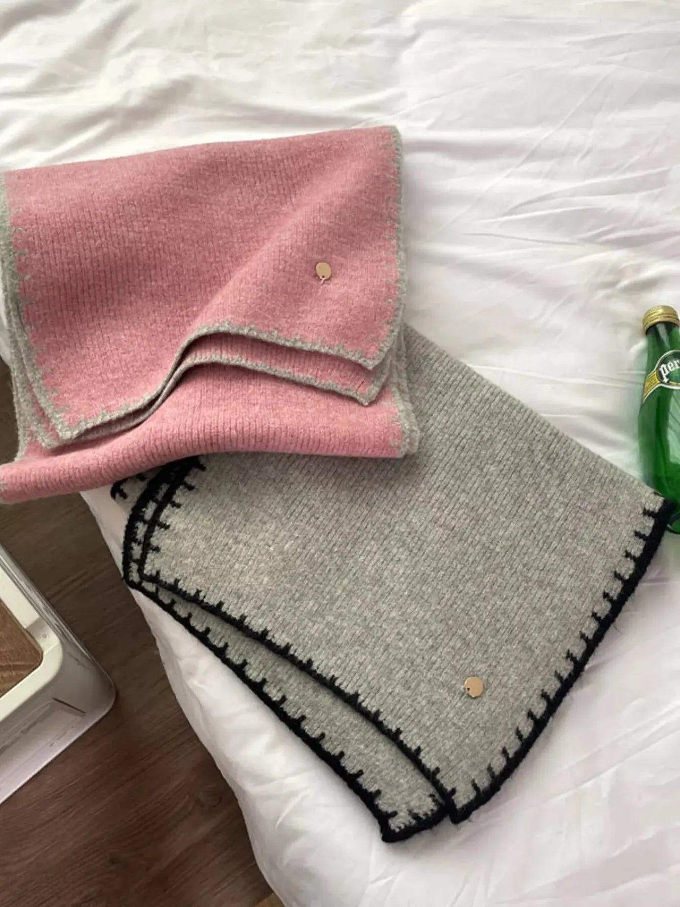 Contrast Trim Knit Scarf Simply Love