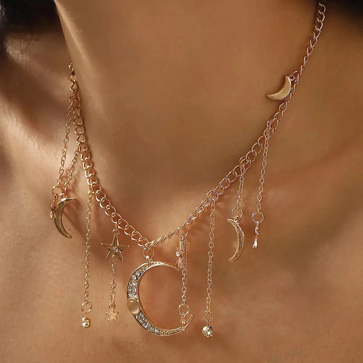 Moon & Star Charm Necklace Simply Love