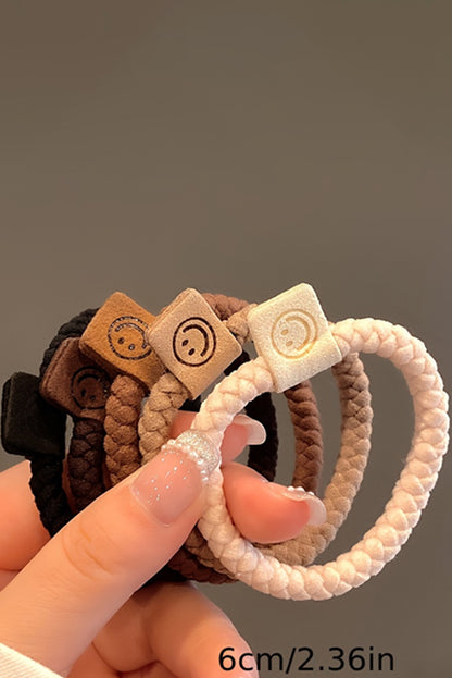 Chestnut 5pcs Smile Face Decor Braided Hair Ties