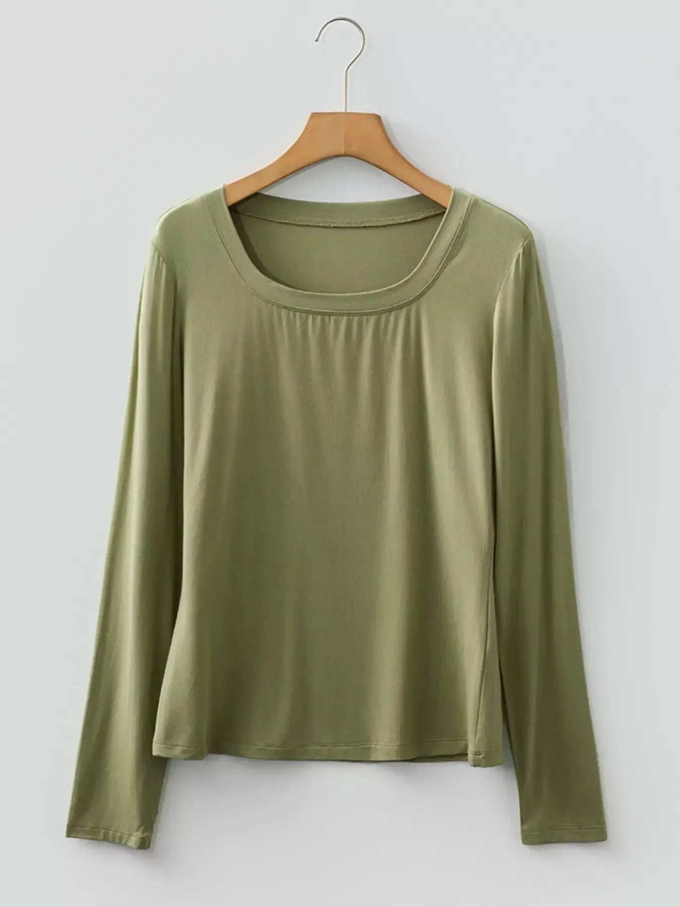 Solid Color Long Sleeve Fitted Top Simply Love