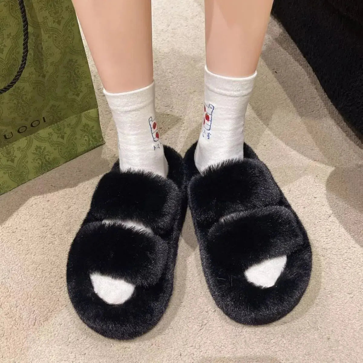 Fuzzy Open Toe Slippers Simply Love