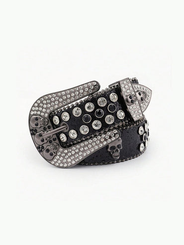 Edgy PU leather skull belt for a bold look