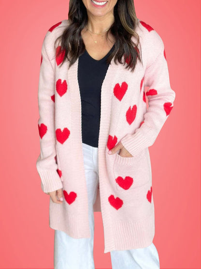 Cozy heart cardigan with pockets