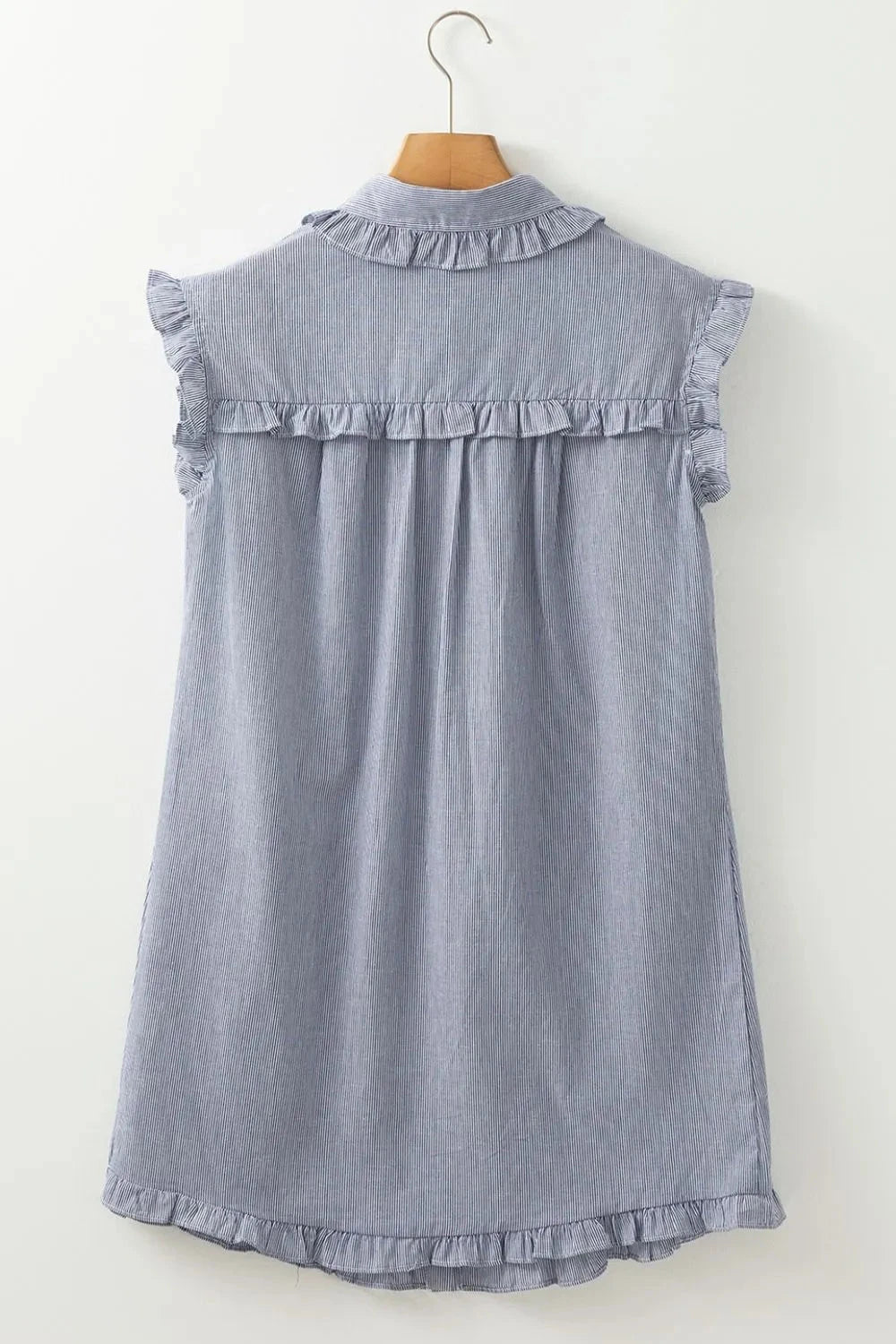Stripe Frilled Ruffled Cap Sleeve Button Up Mini Dress Simply Love