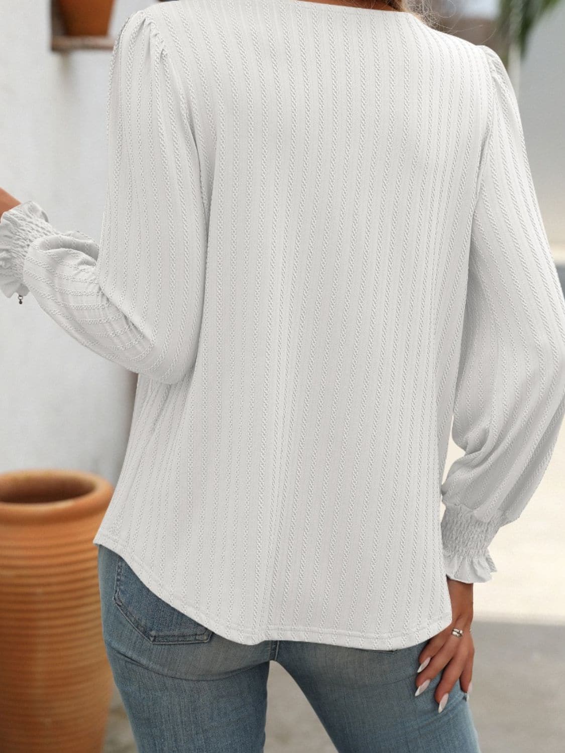 Square Neck Long Sleeve Top.