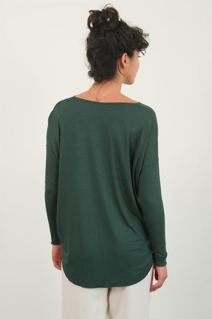 HYFVE Draped Drop Shoulder Long Sleeve Top.