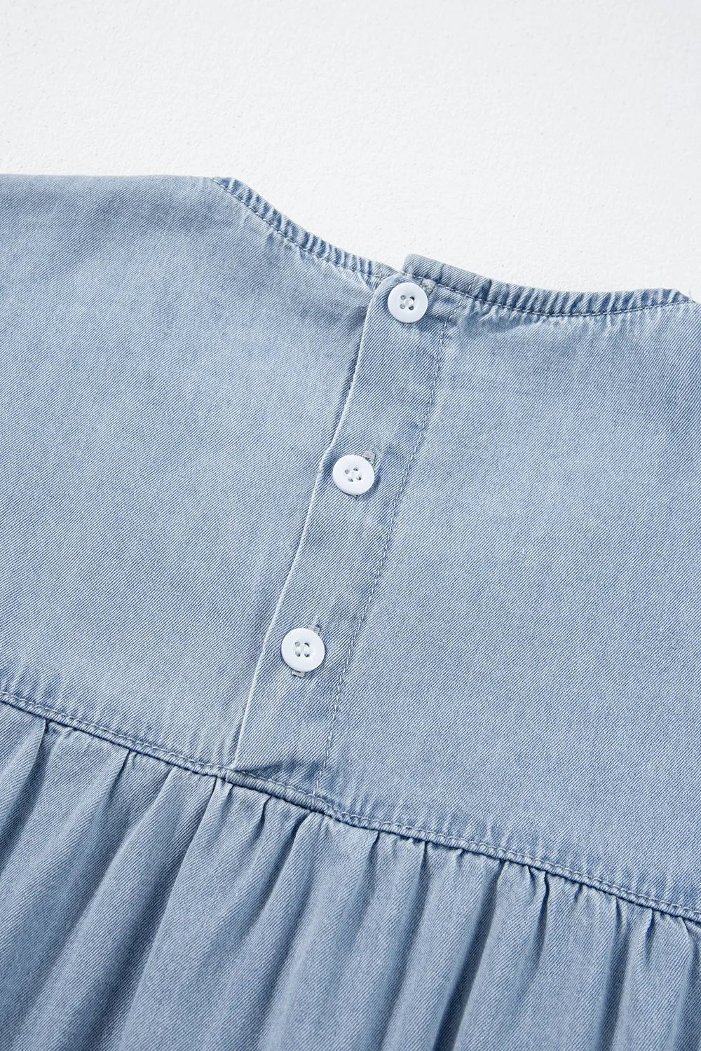 Ruffle Cap Sleeve Tiered A-line Denim Dress