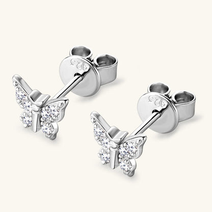 Moissanite 925 Sterling Silver Butterfly Stud Earrings.