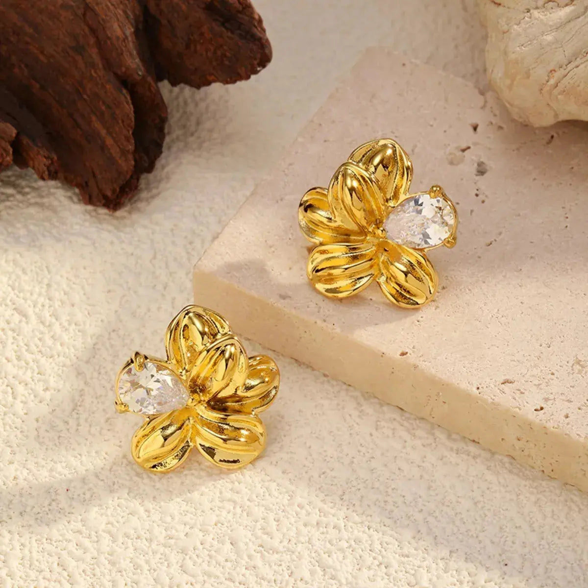 18K Gold-Plated Flower Stud Earrings Simply Love