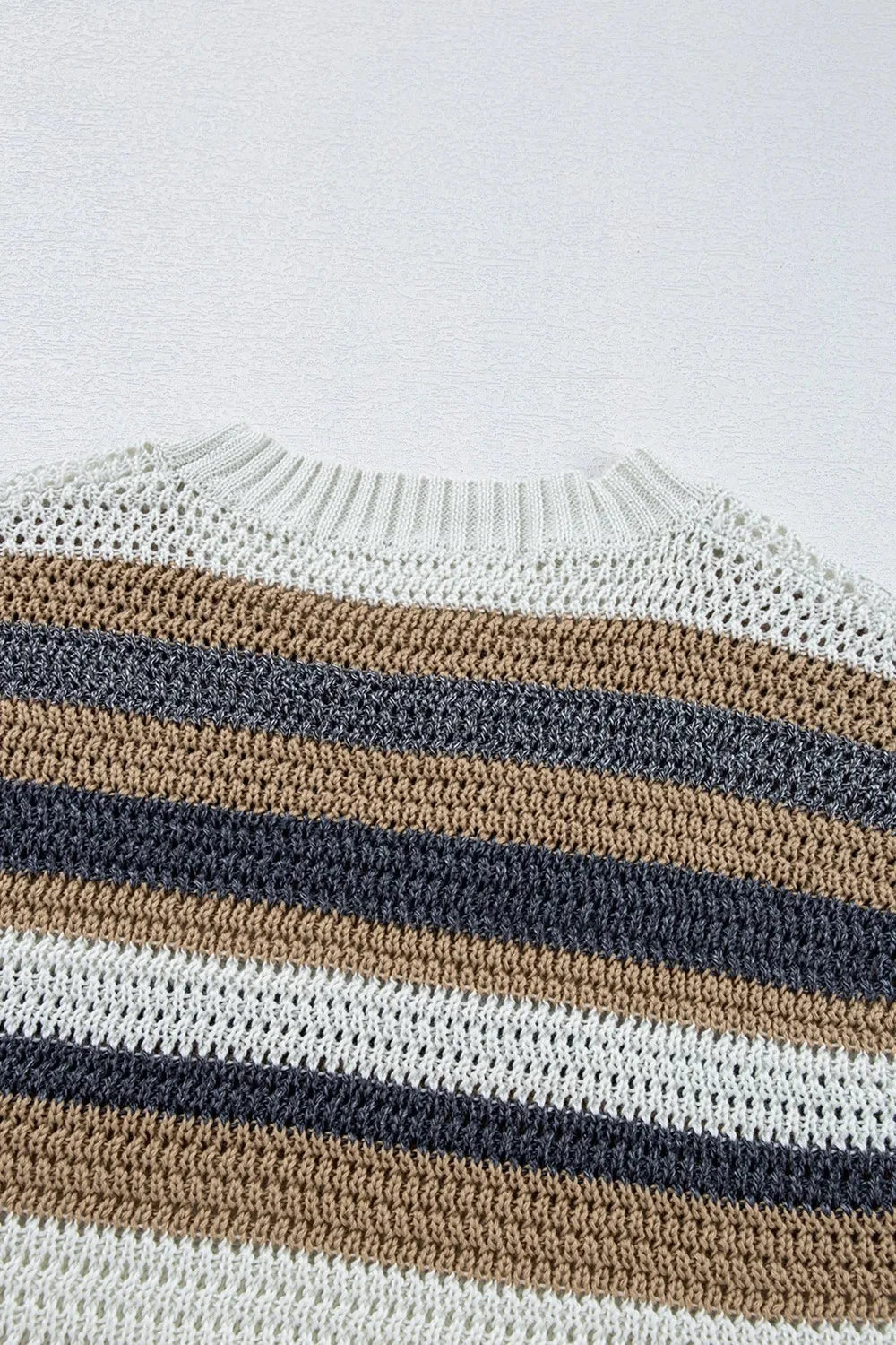 Stripe Color Block Eyelet Knit Short Sleeve Knit Top Simply Love