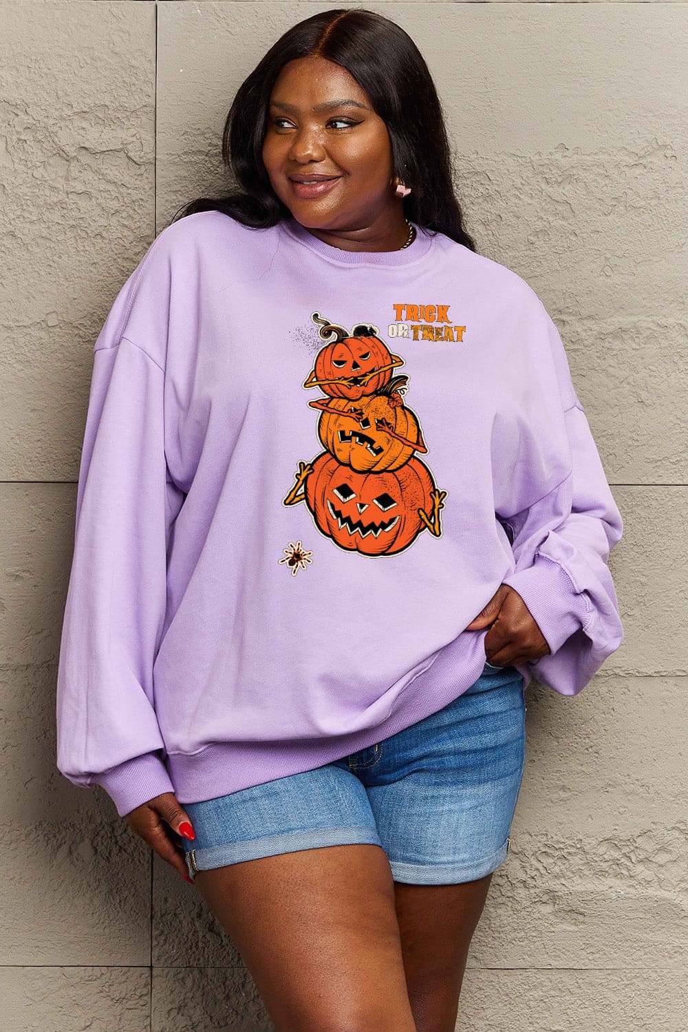 Simply Love Full Size TRICK OR TREAT Graphic Sweatshirt.