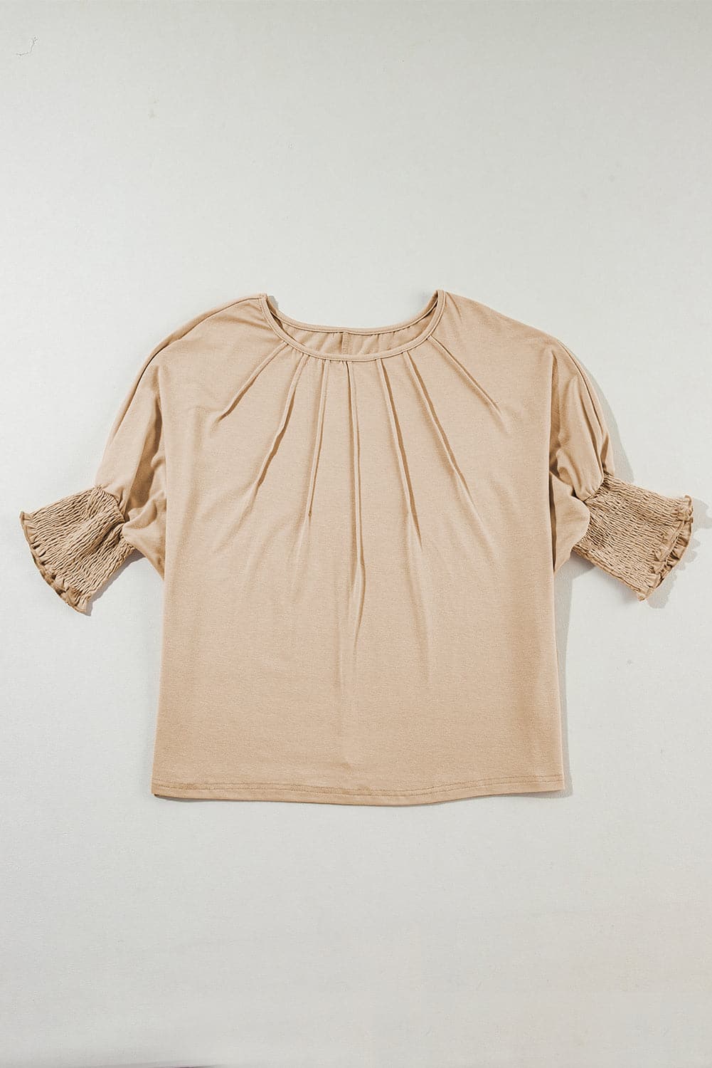 Round Neck Smocked Half Sleeve Top.