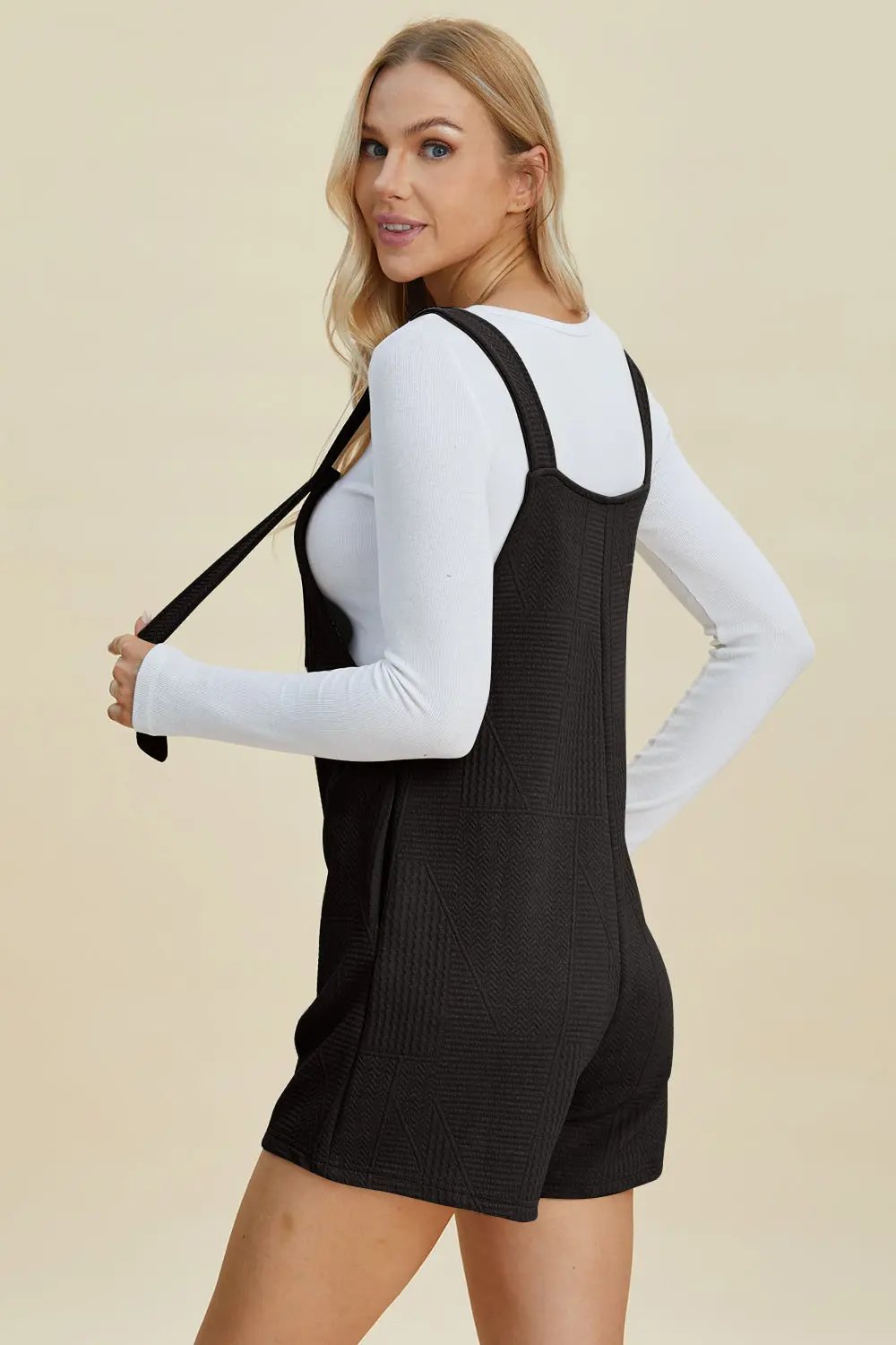 Double Take Full Size Texture Sleeveless Romper - Love Salve