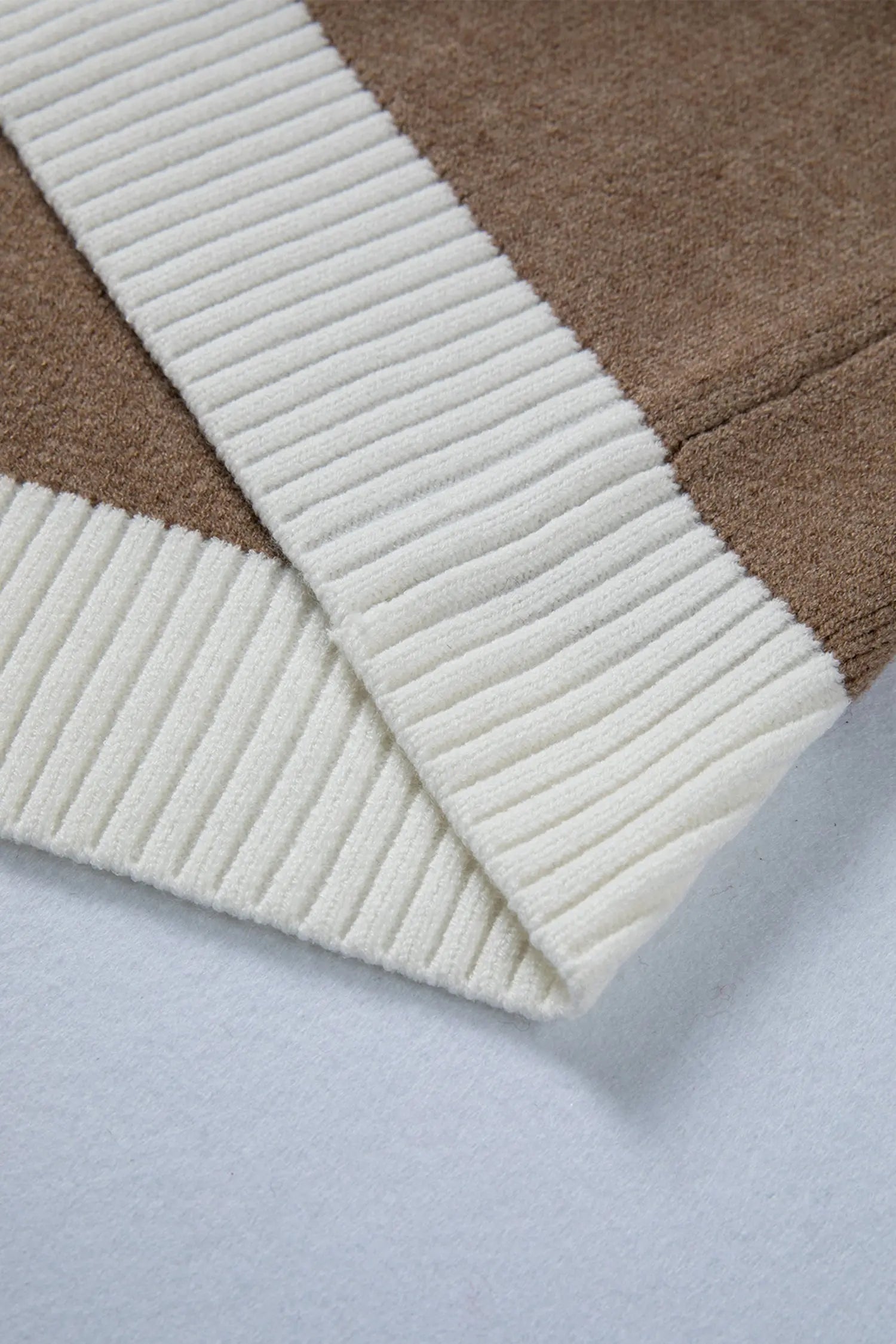 Khaki Houndstooth Color Block Cardigan Women V Neck With Raw Edge Front Button Dear-Lover Dropshipping