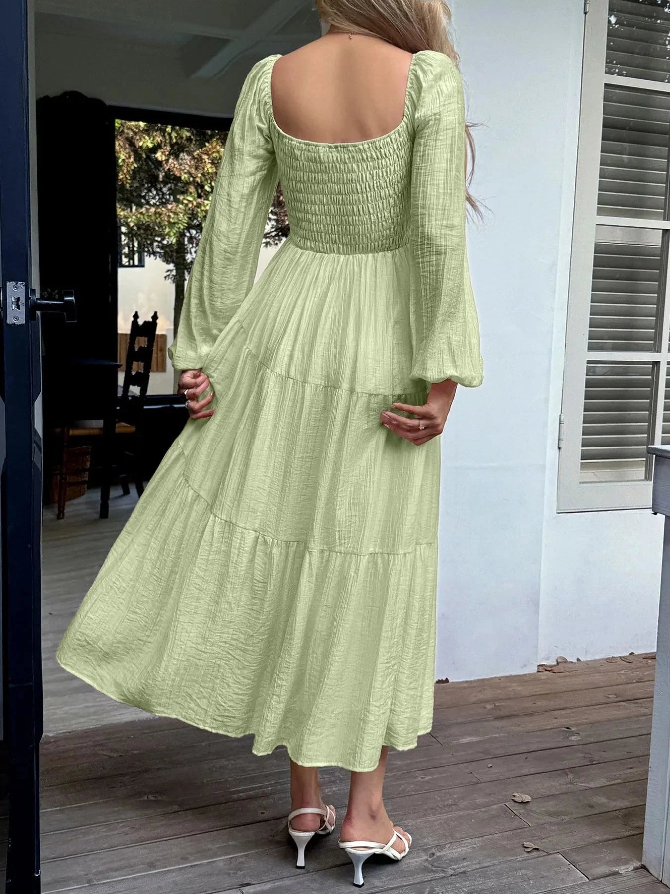 Tiered Balloon Sleeve Midi Dress Coco’s Tee Boutique