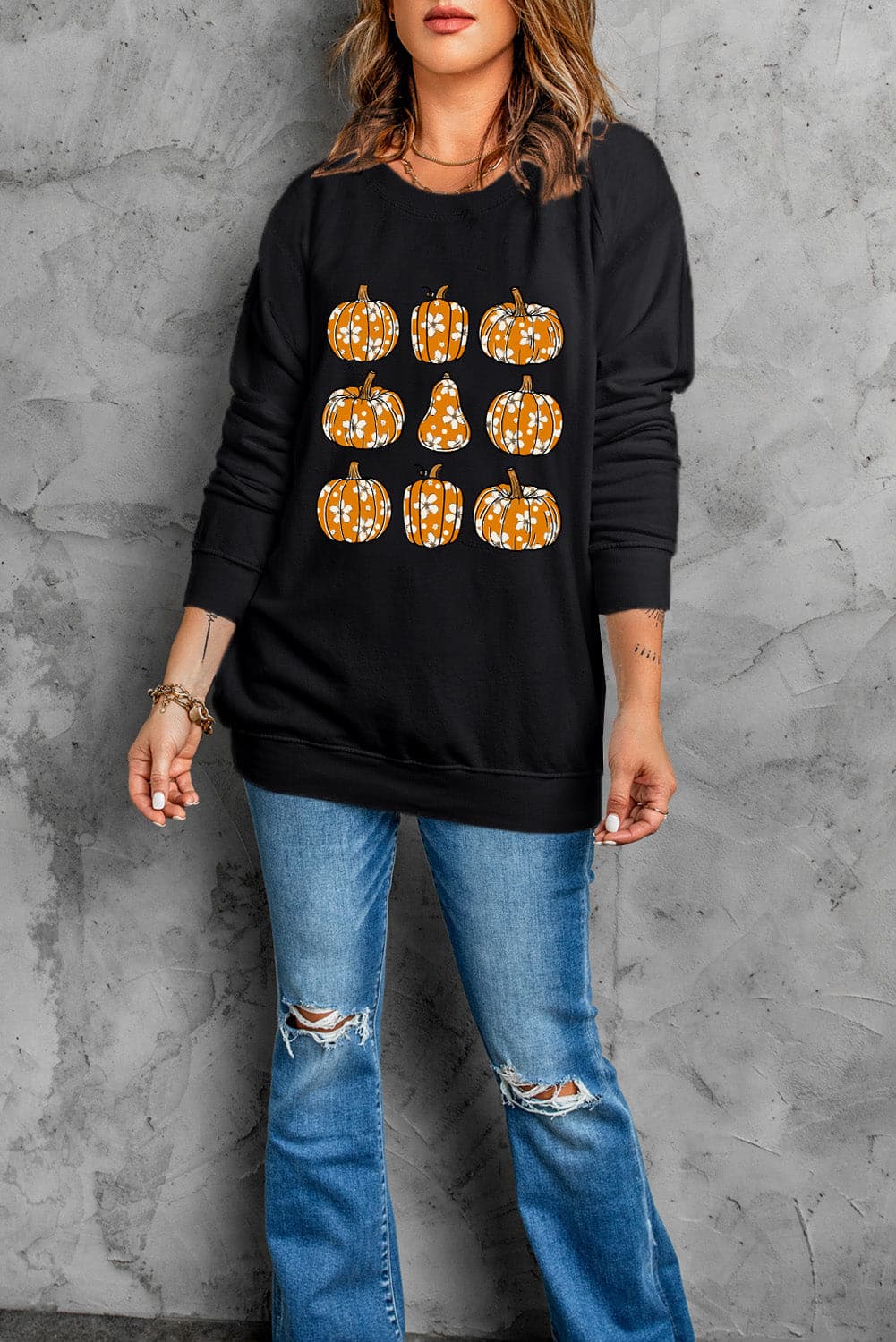 Pumpkin Round Neck Long Sleeve SweatshirtFeatures: Basic style
Sheer: Opaque
Stretch: No stretch
Material composition: 50% polyester, 50% cotton
Care instructions: Machine wash cold. Tumble dry low.
ImporteLove Salve Pumpkin Round Neck Long Sleeve SweatshirtSweatshirts & Hoodies