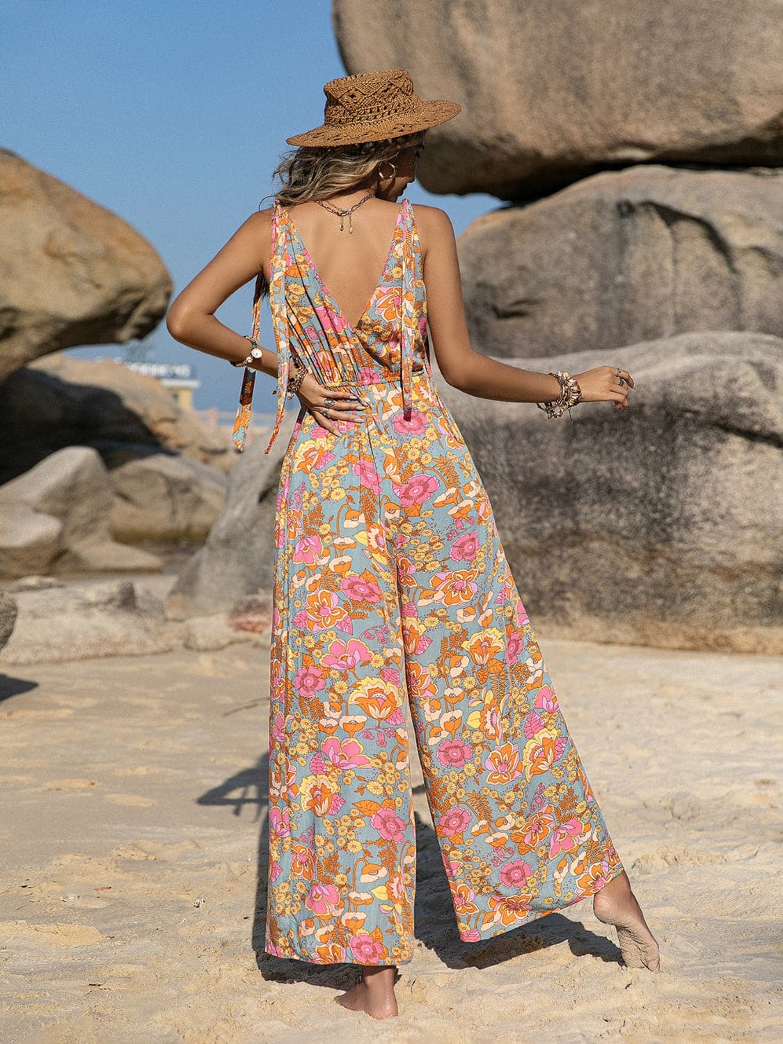 V-Neck Wide Leg Jumpsuit.