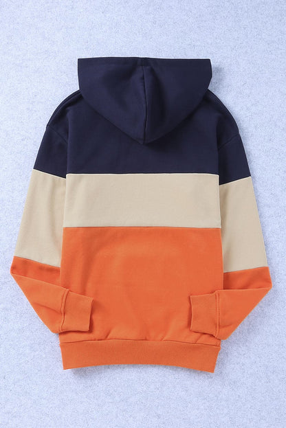 Color Block Dropped Shoulder Hoodie.