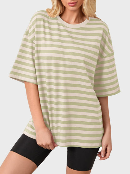 Striped Round Neck Half Sleeve T-Shirt.