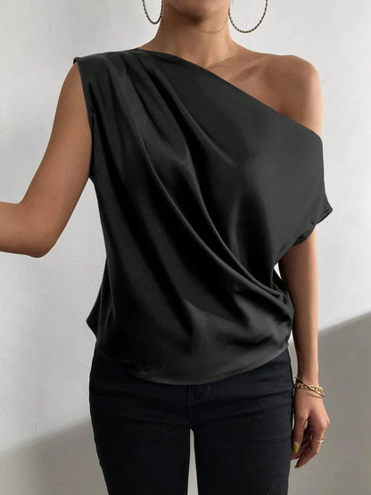 Ruched Single Shoulder Blouse.