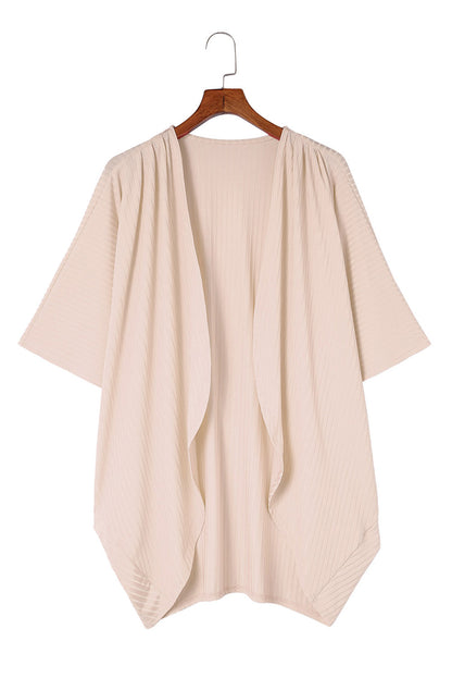 Apricot shimmer ribbed texture cardigan for plus sizes