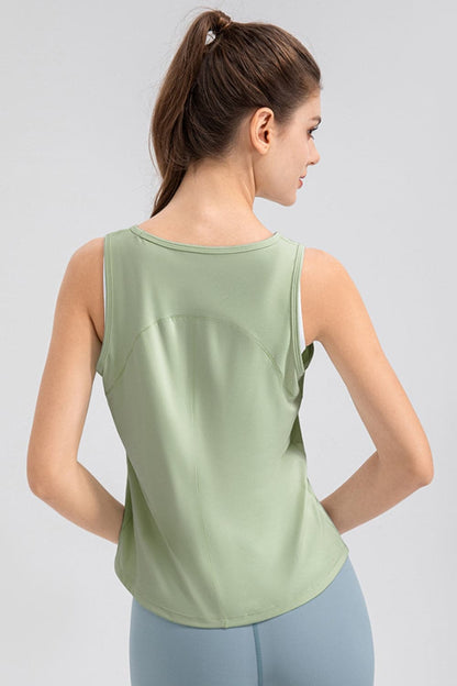 Wide Strap Round Neck Active Tank.