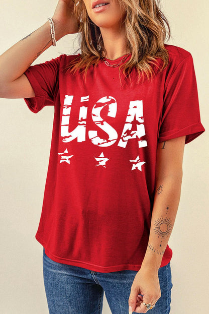 USA Round Neck Short Sleeve T-Shirt.