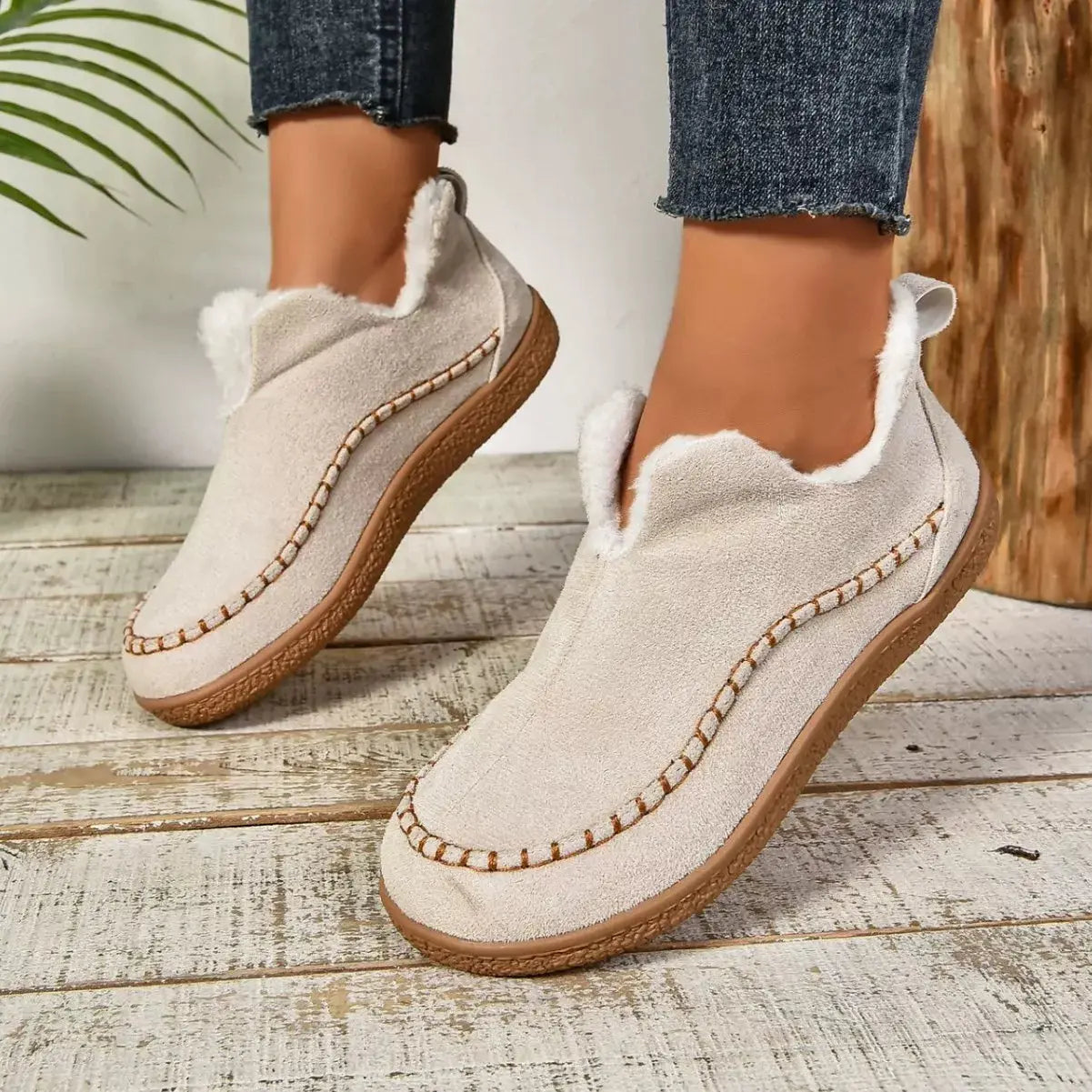 Round Toe Sherpa-Lined Slip-Ons Simply Love