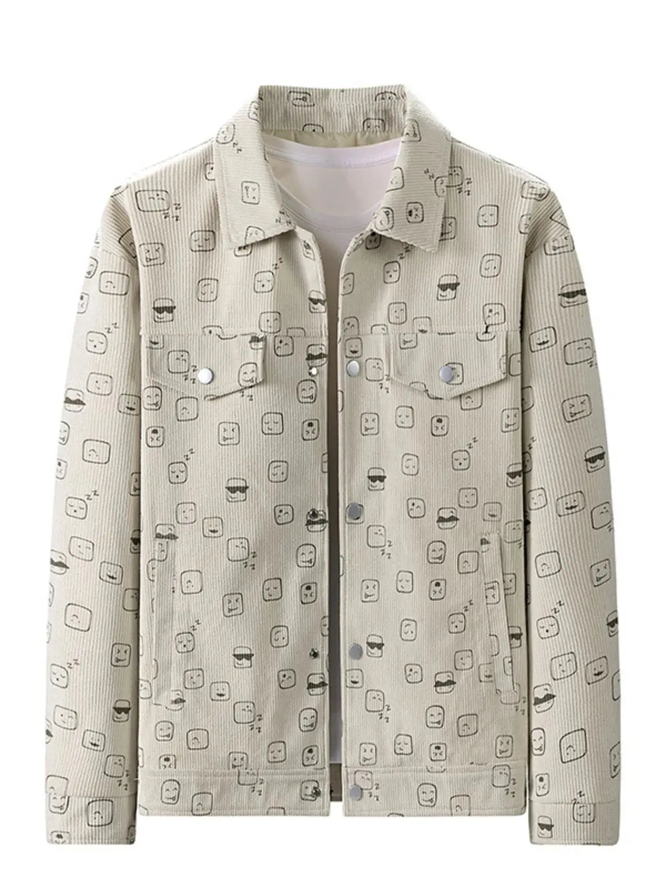 Men's Plus Size Snap Down Corduroy Printed Casual Jacket Simply Love