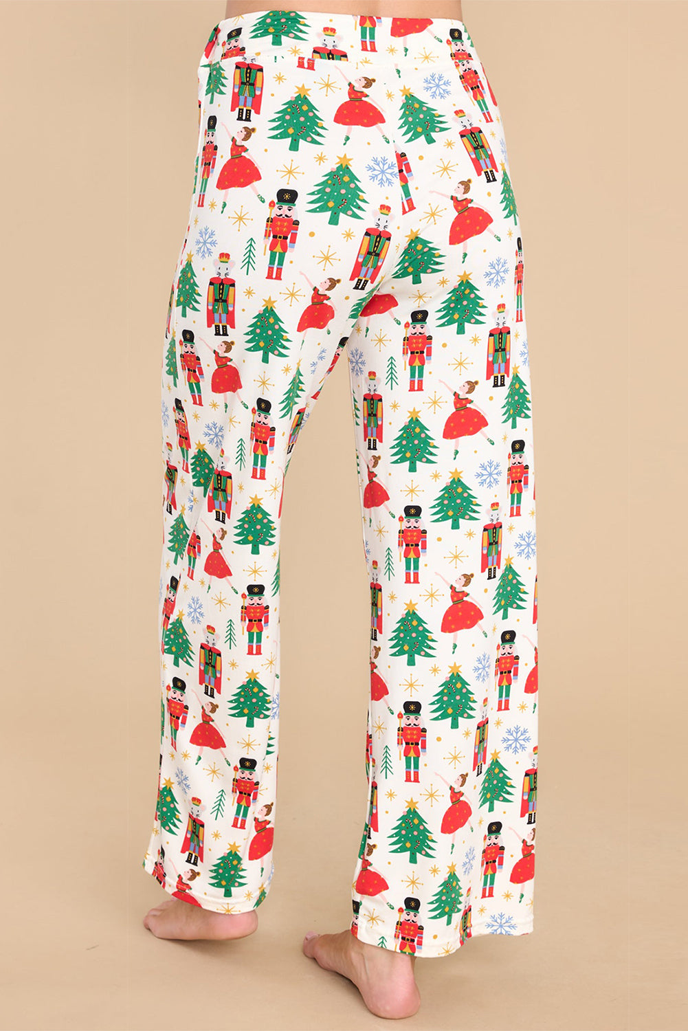 Cozy white Christmas print button-up sleep set