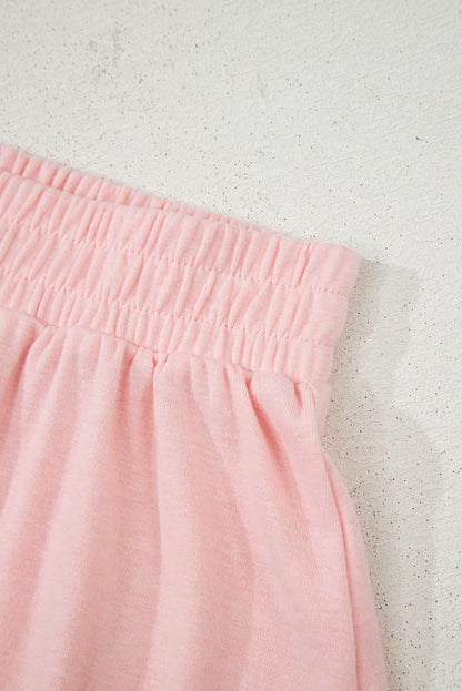 Light Pink 3 Pcs Crop Tank Top Shorts with Cardigan Set
