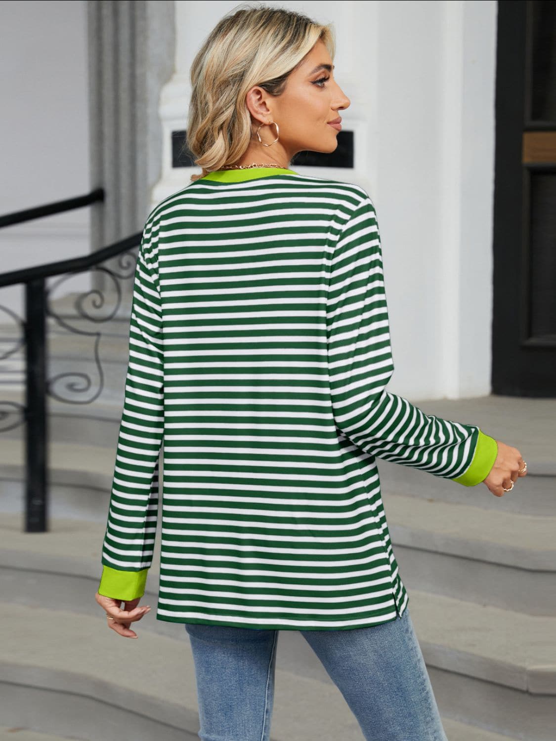 Chic striped long sleeve tee