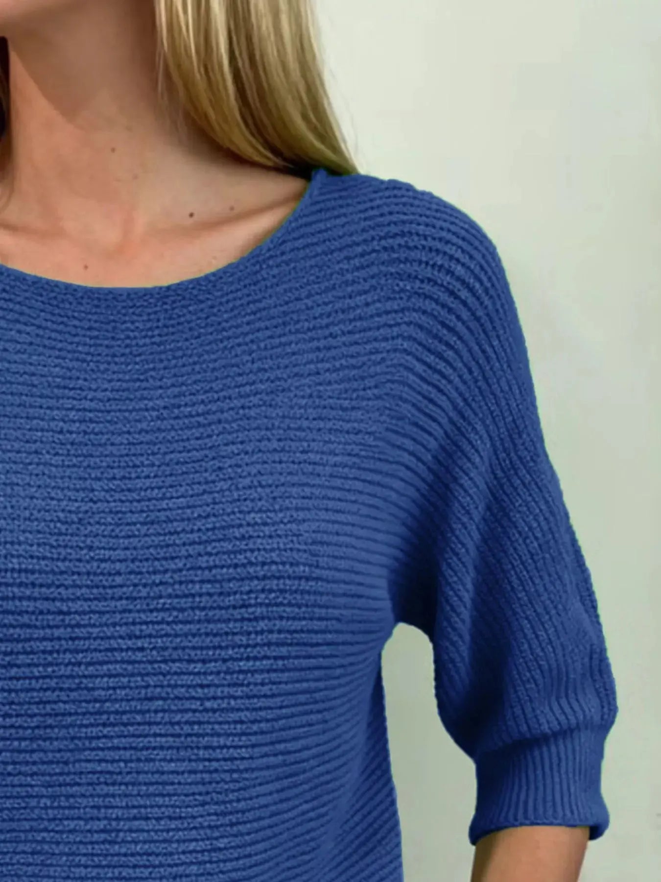 Full Size Ribbed Knit Round Neck Sweater Plus Size Simply Love