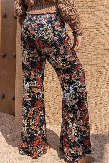 Plus Size Printed Wide Leg Long Pants.