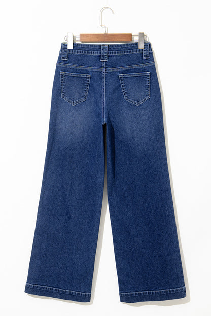 Sail blue high-waisted wide-leg jeans with pockets