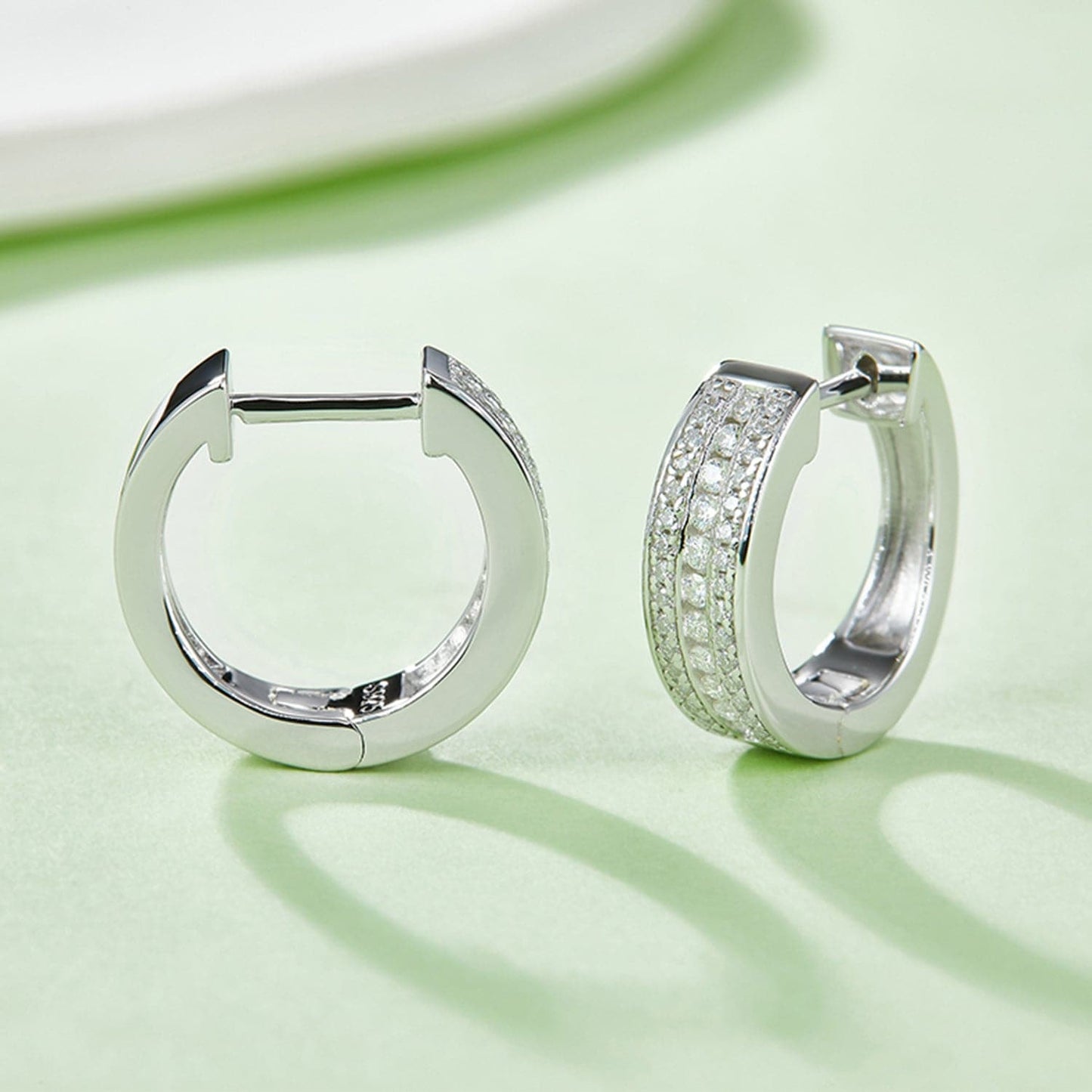 Moissanite 925 Sterling Silver Huggie Earrings.