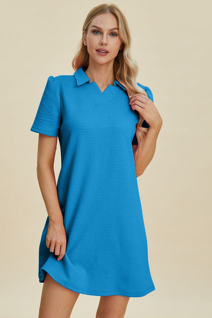 Double Take Full Size Texture Short Sleeve Dress.