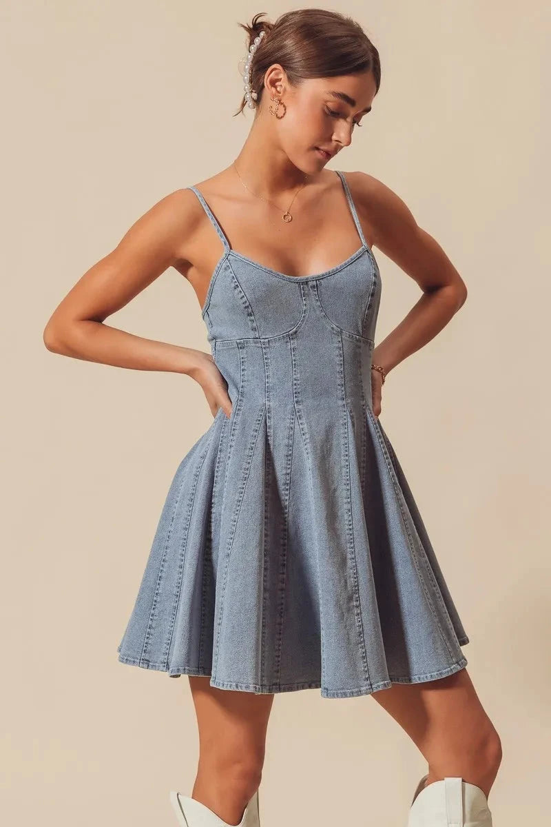 SO ME A Line Fit and Flare Denim Mini Dress Coco’s Tee Boutique