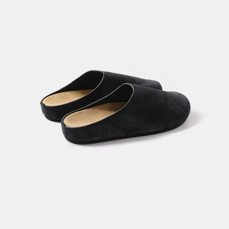 Suede slip-on flats with a round toe design